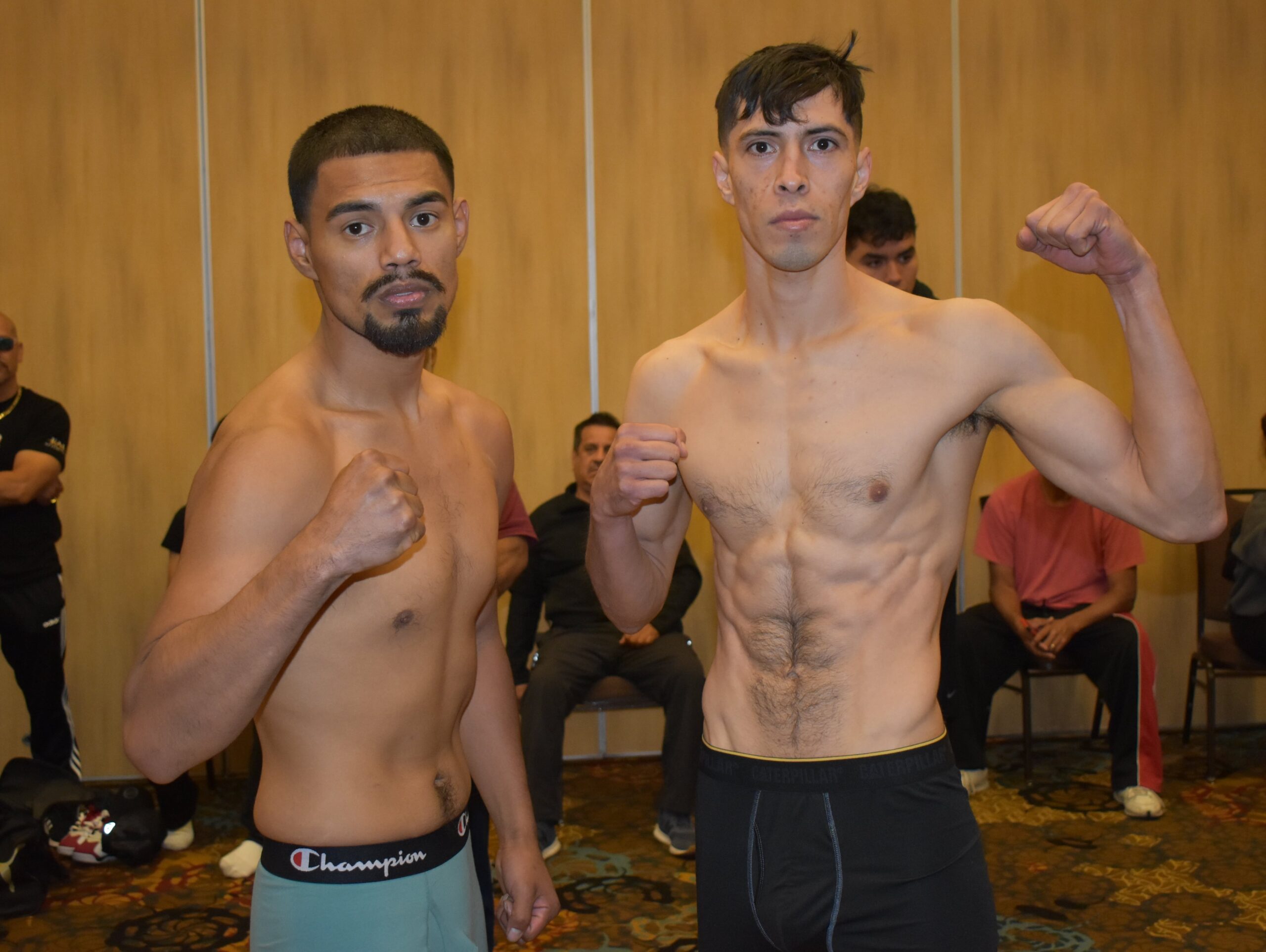 Luis Chavez and Juan Meza Moreno at the weigh-in ahead of their bout at May Madness.