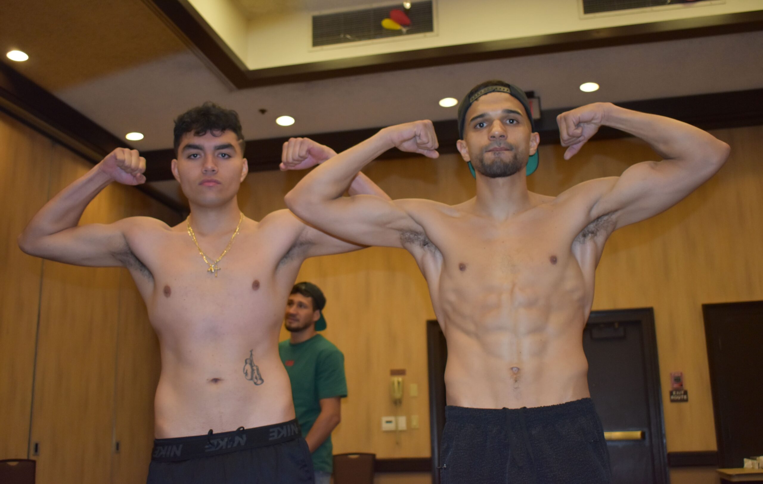Kenny Lopez, Jr. and Andrew Garcia at the weigh-in ahead of their bout at May Madness.